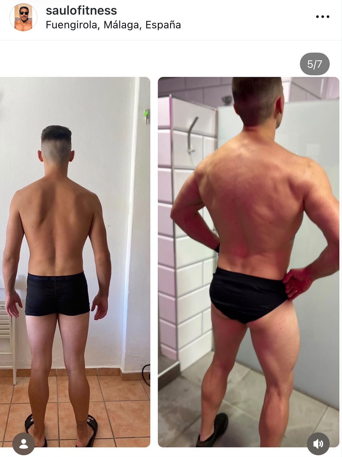 Evolución física real de un alumno de Saulo Fitness vista de espalda